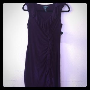 BNWT SIZE 4 Plum color body con ruffle dress.