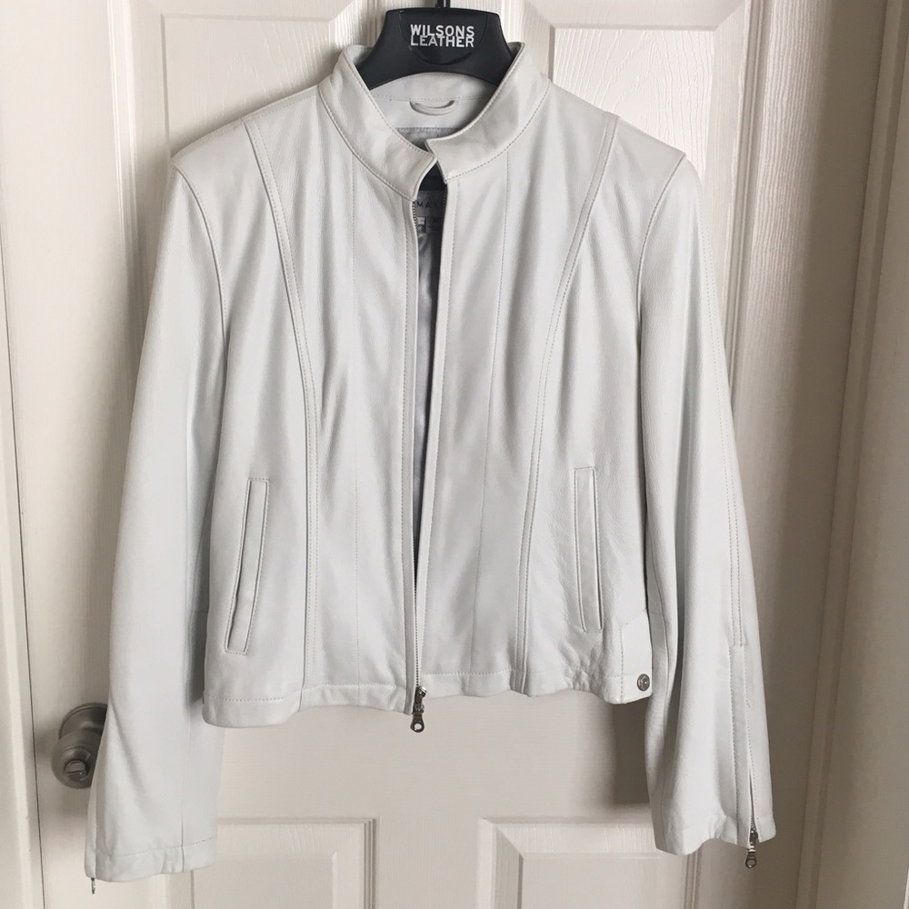 Wilson's Leather White Moto Jacket
