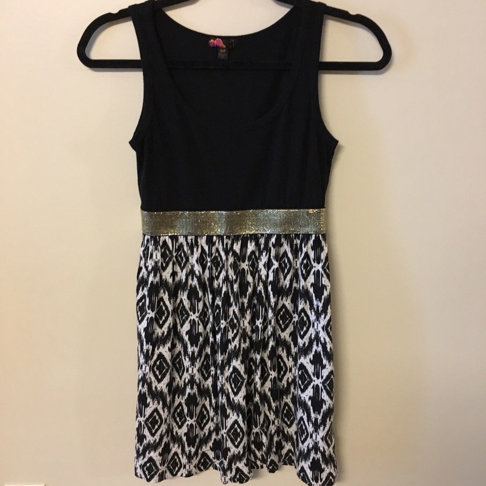 F21 Black Gold Printed Sundress