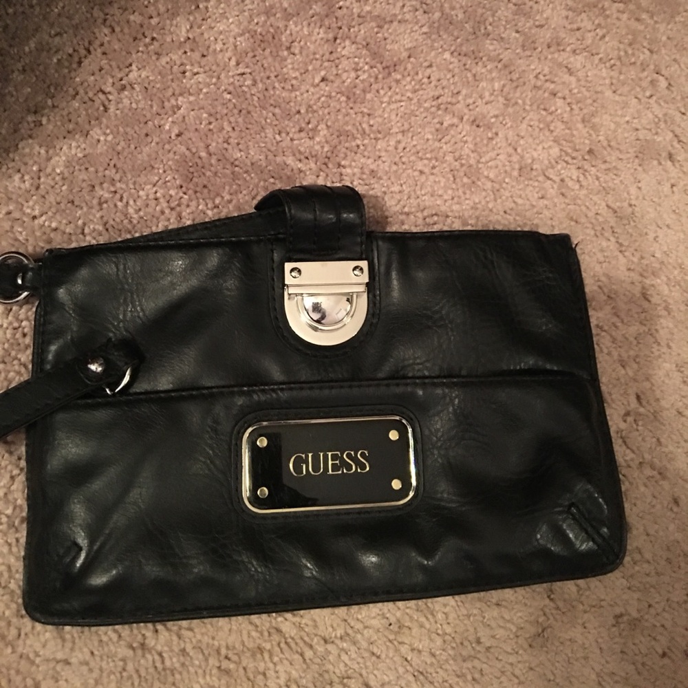 Guess black large wristlet