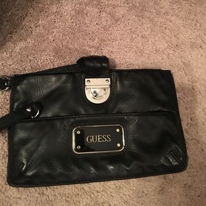 Guess black large wristlet