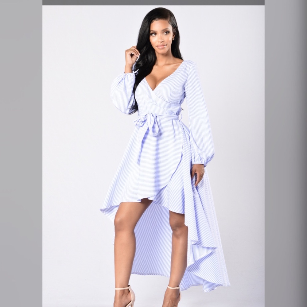Pinstripe high low Fashion Nova Dress