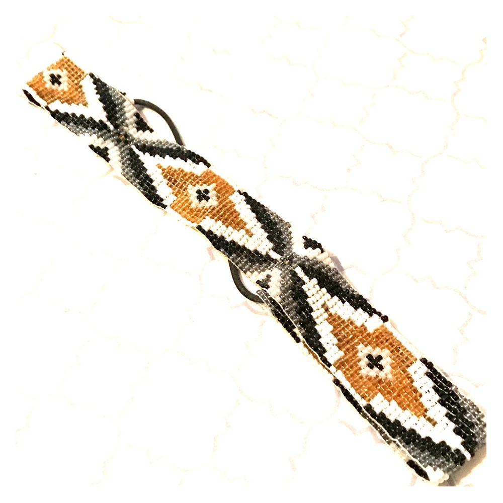 Beaded head band tribal print