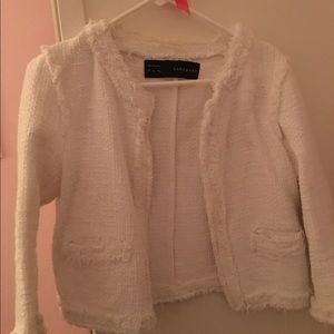White tweed Zara blazer