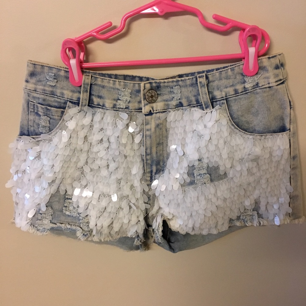 Boutique Brand Sequin Jean Shorts