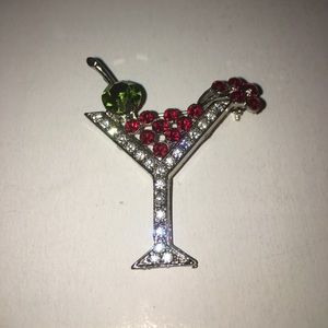 Rhinestone cocktail pin