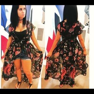 High low sheer flower top