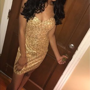 SHINY GOLD DRESS || SIZE 0 || worn literally once