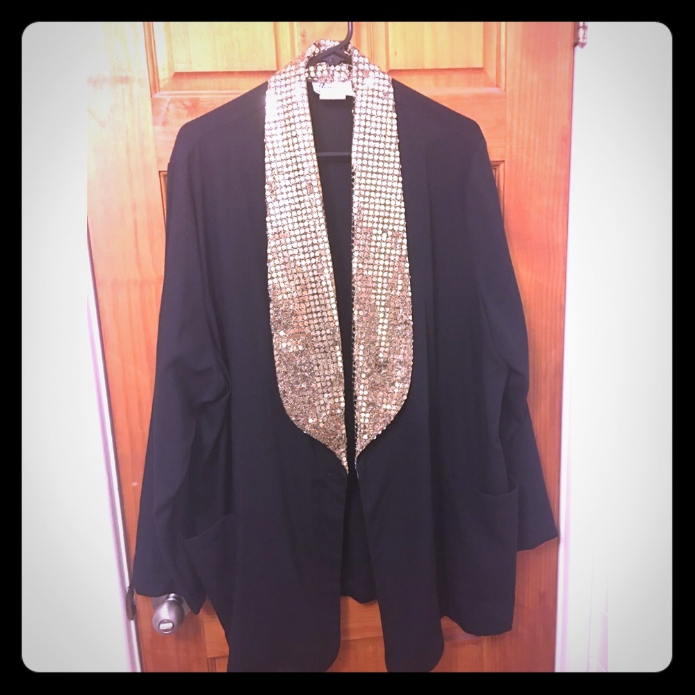 Vintage Oversized Blazer Gold Sequence Collar