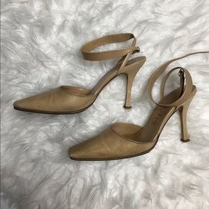 Anne Klein strappy leather closed toe heels