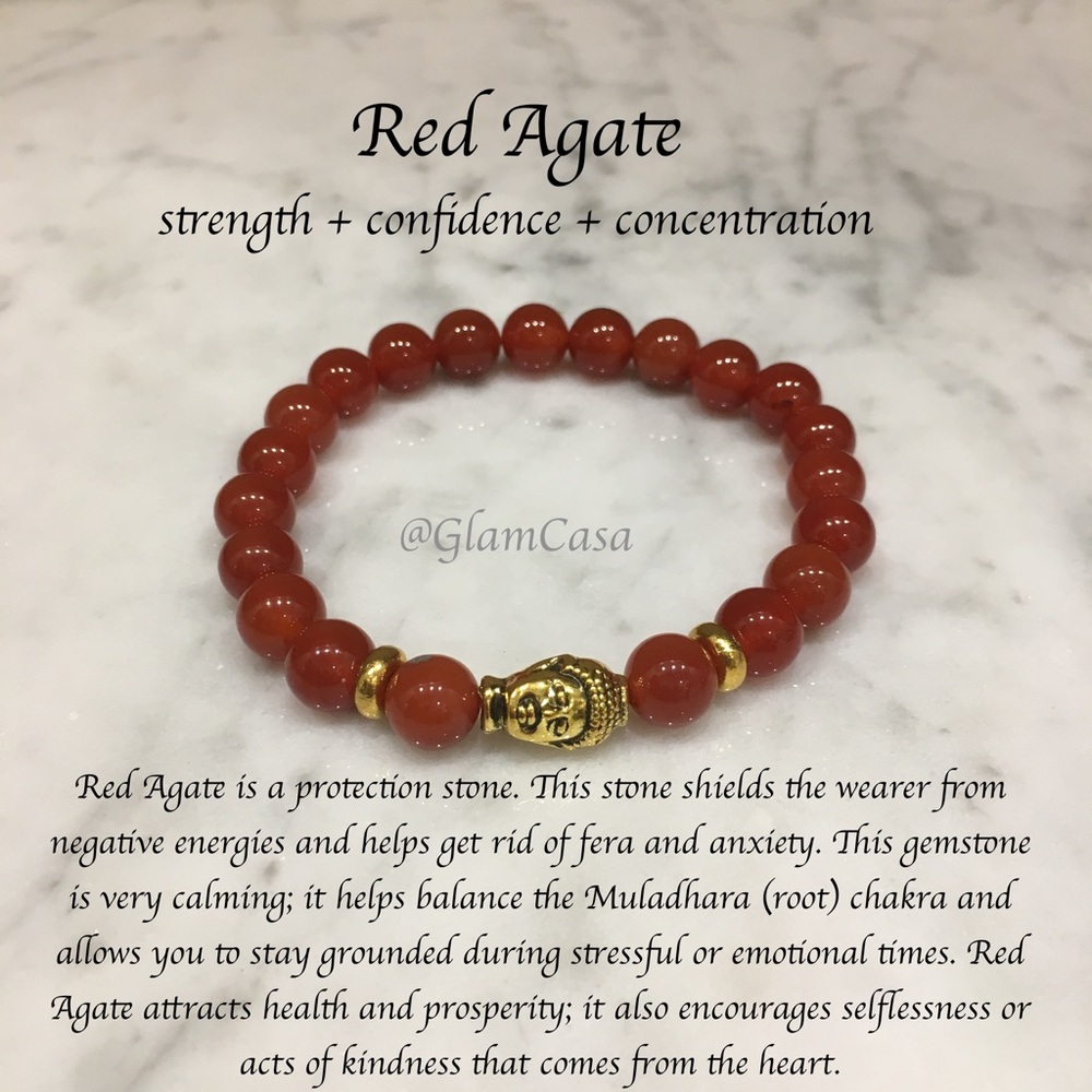 Red Agate + Gold Buddha Bracelet