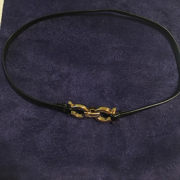 🆕 Salvatore Ferragamo Leather Choker, Authentic - Picture 1 of 5