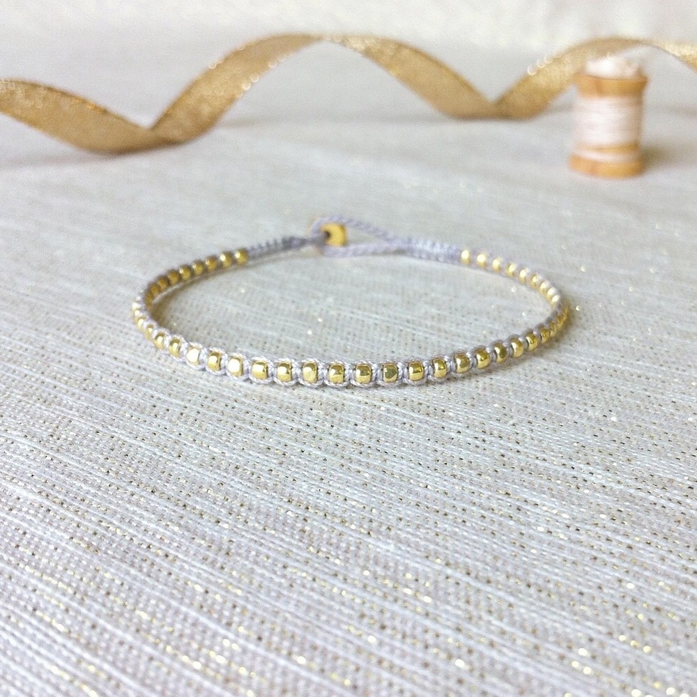 dainty gold nugget stackable cord wrap bracelet
