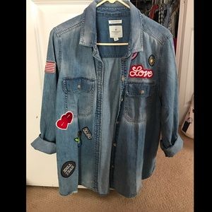American Eagle Patch Jean Jacket Shirt