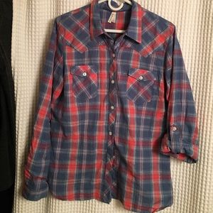 Breezy plaid button down shirt