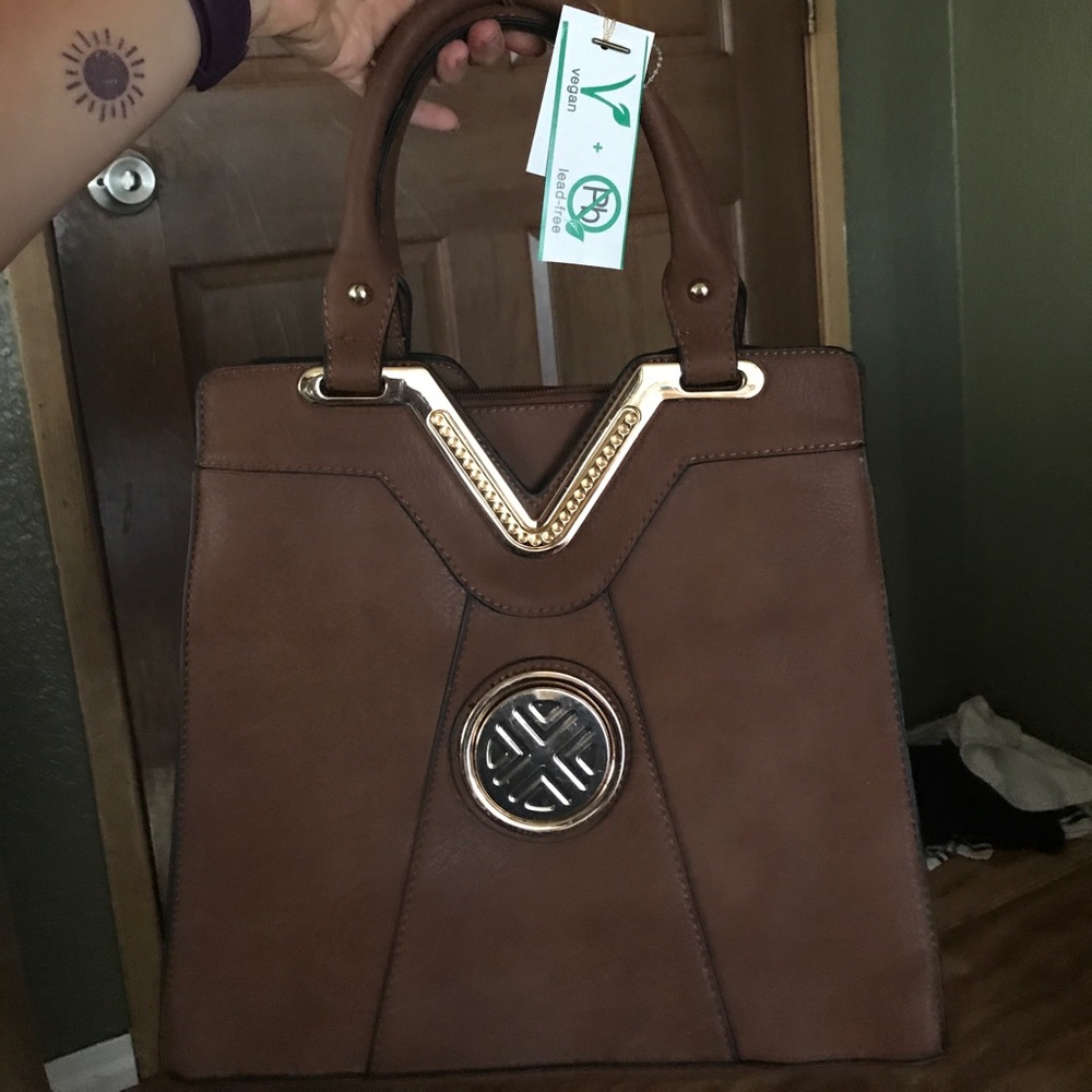 Vegan brown leather purse
