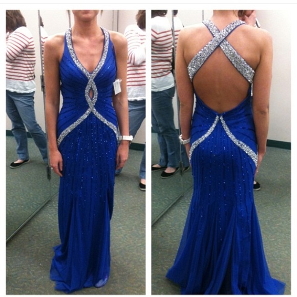 Blue Sequin Prom Dress - Picture 1 of 2