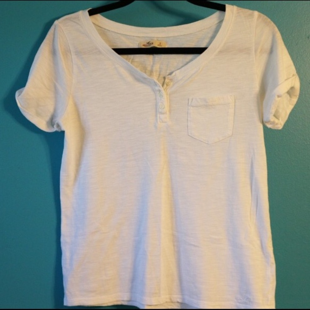 White Henley Pocket Tee