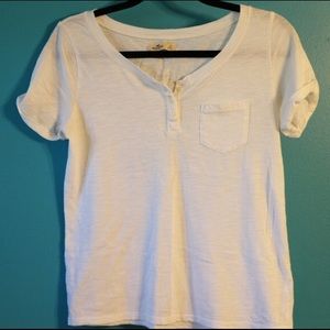 White Henley Pocket Tee