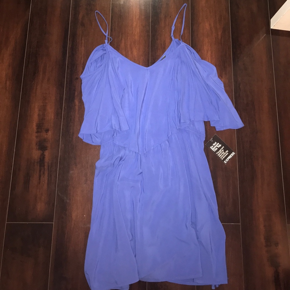 Express blue mini dress cinched waist
