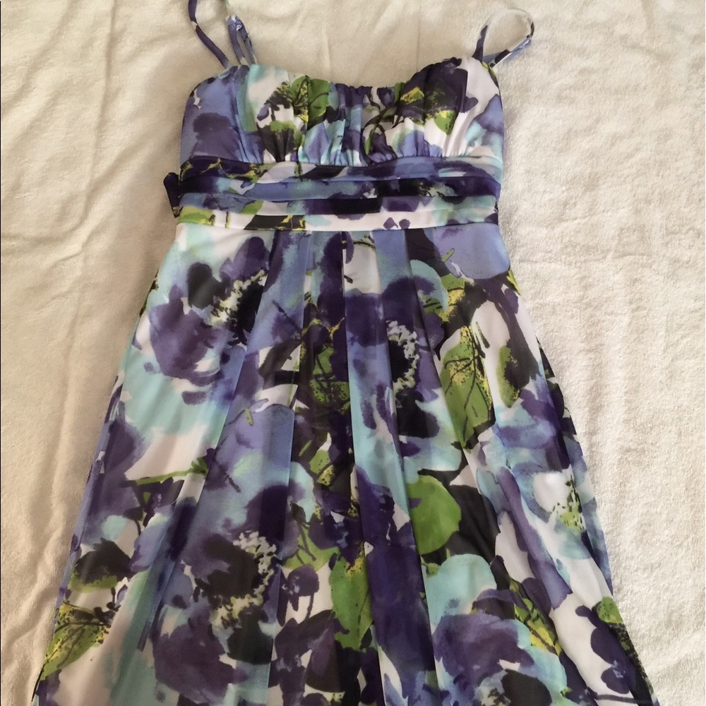 Flowery violet and green dress