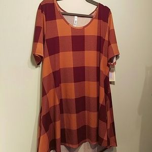BNWT 2XL Lularoe Perfect Tee Orange Plaid