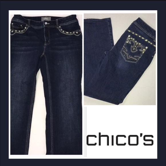 CHICOS So slimming size 0 bedazzled denim - Picture 1 of 6