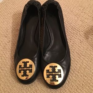 Tory Burch black leather block heel