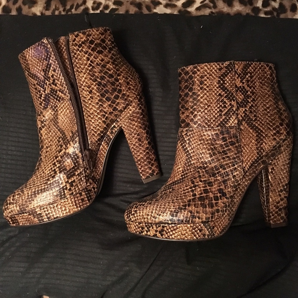 Platform Snakeskin Booties
