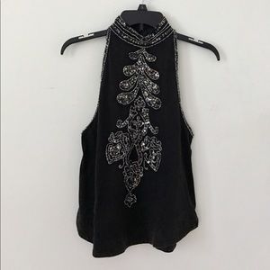 High-Neck Sequined Top