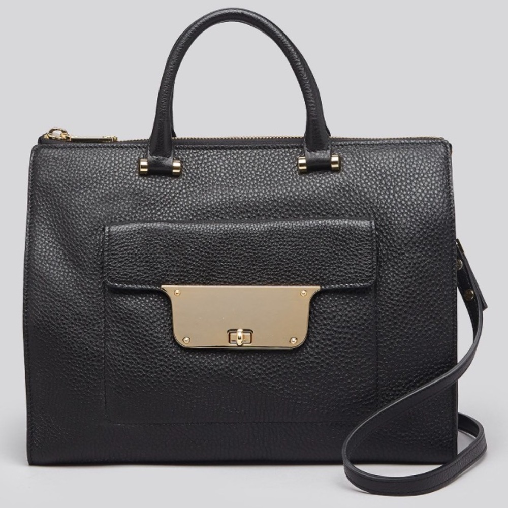 Milly Isabella pebbled leather black tote