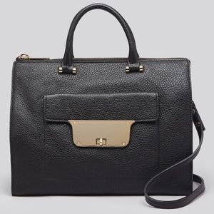 Milly Isabella pebbled leather black tote