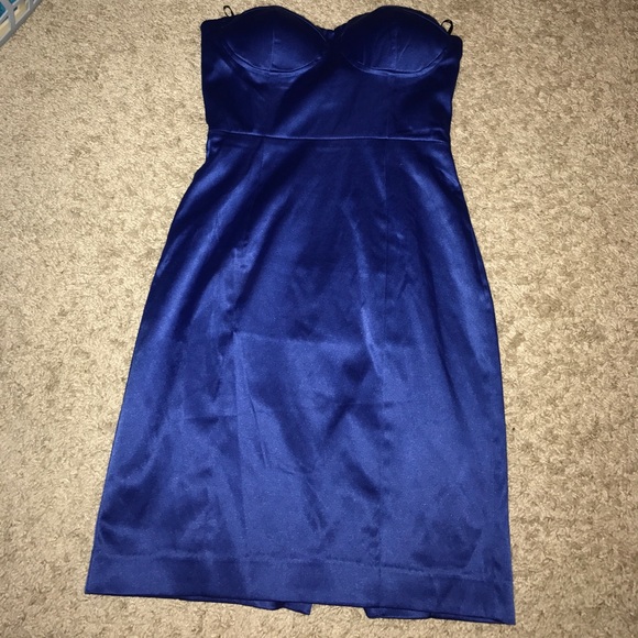 blue silk bodycon dress