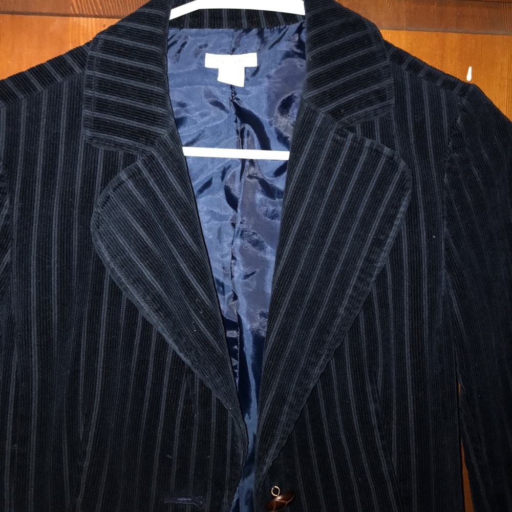 Blue Velvet & Thread Blazer with Wooden Buttons