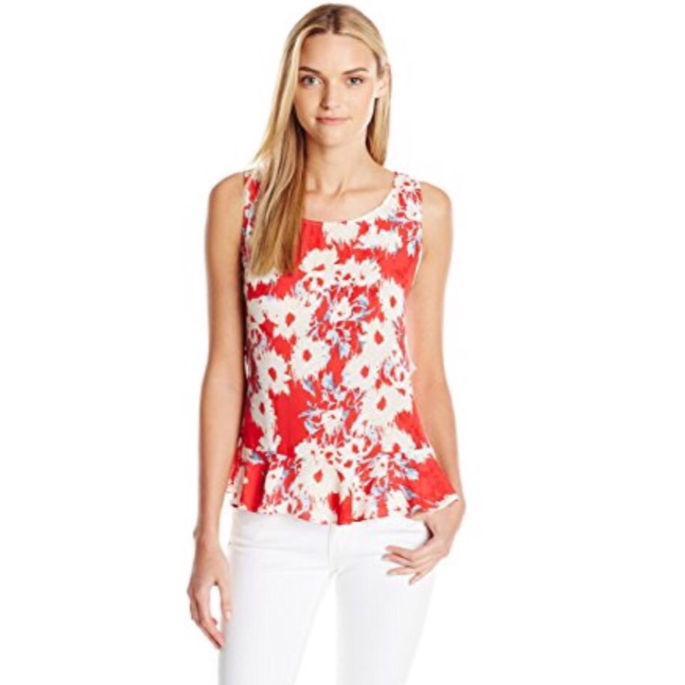 NWT Paper Crown Charleston Daisy Peplum Top L