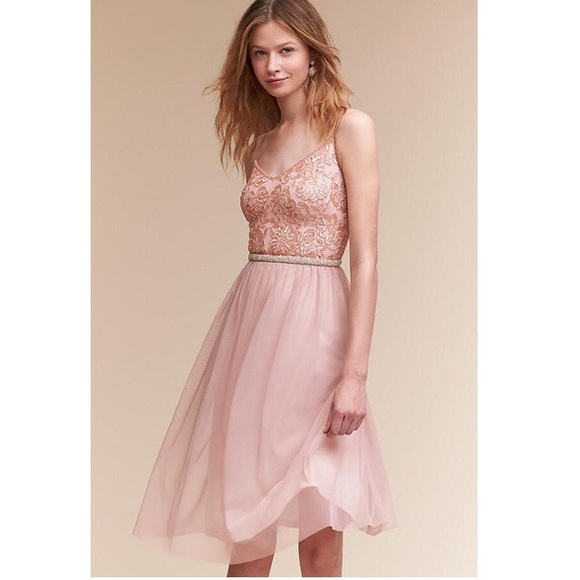 Anthropologie Dresses & Skirts - Anthro Pink Beaded Bellina Bridesmaid Dress