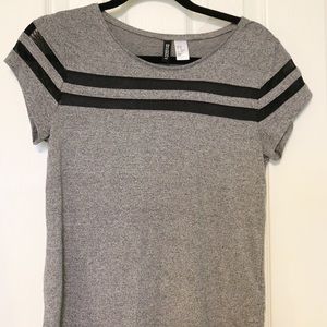 H&M soft grey and black mesh shirt