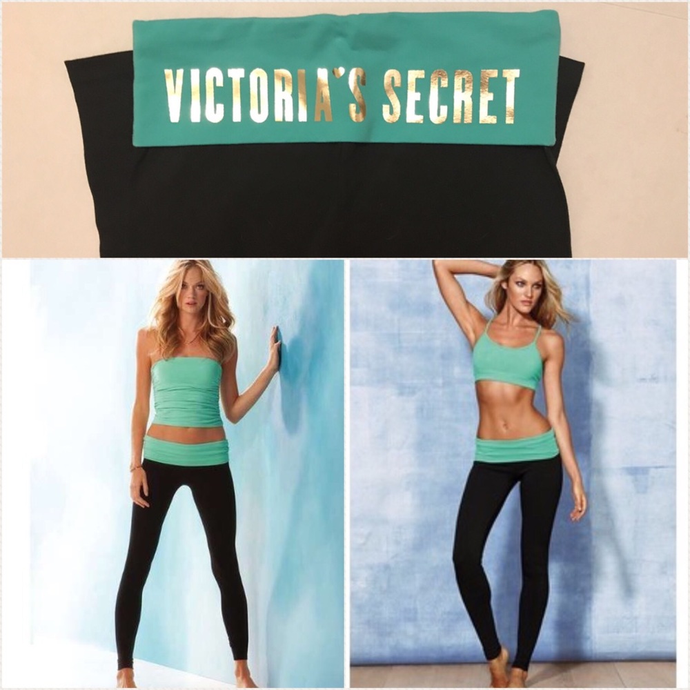 Gold Vs logo fold over yoga legging nwot