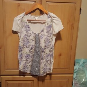 Anthropologie patterned top with sequins