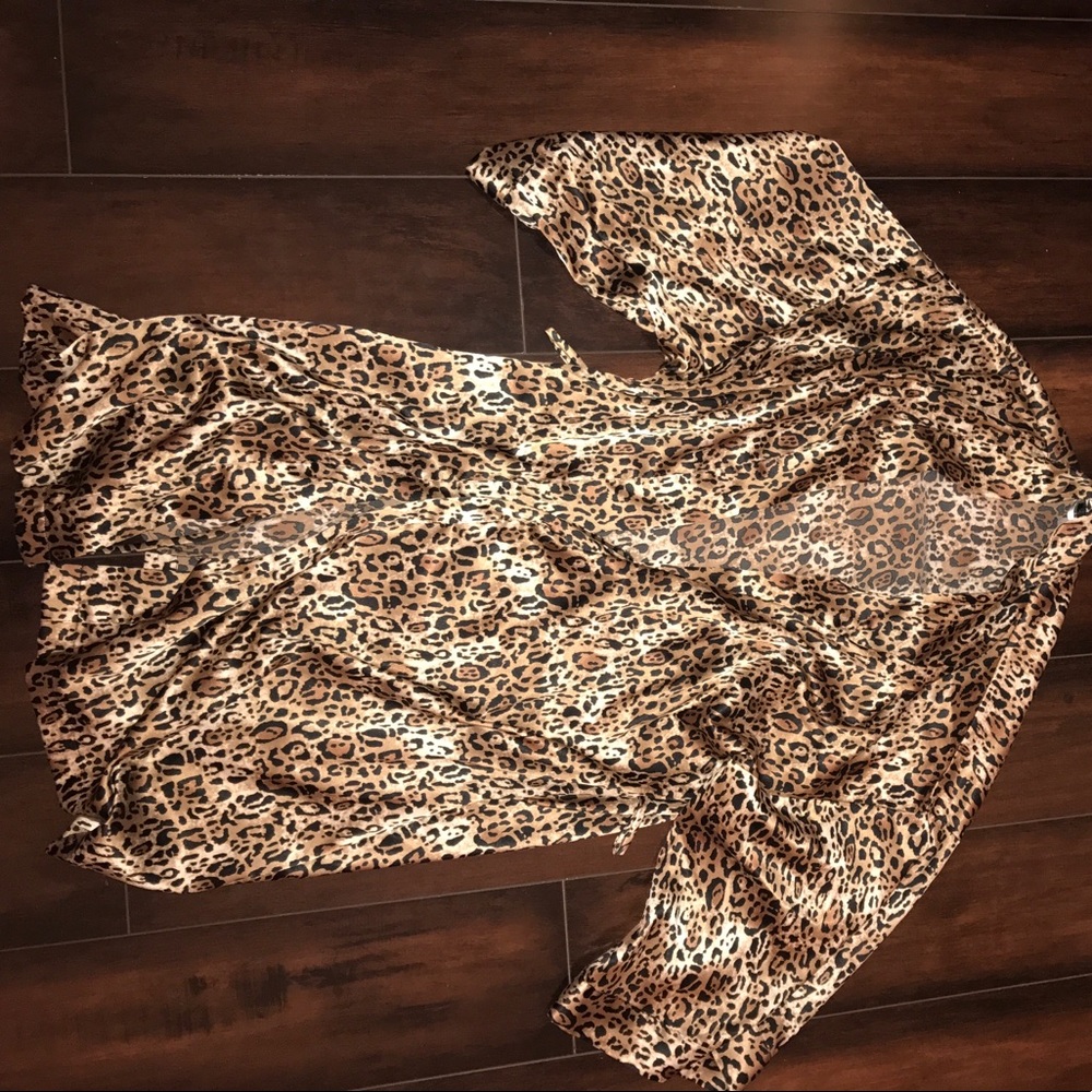Victoria's Secret 100% polyester silk cheetah robe