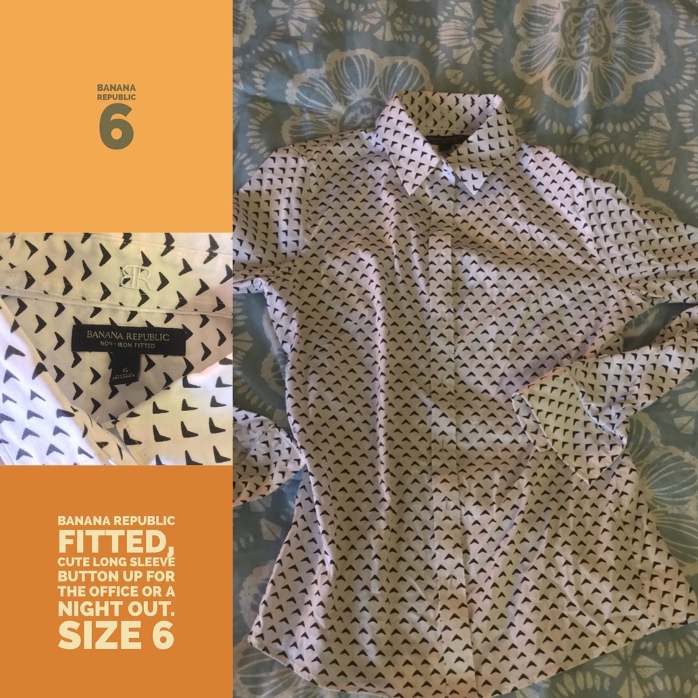 Patterned slim button down!  So cute!