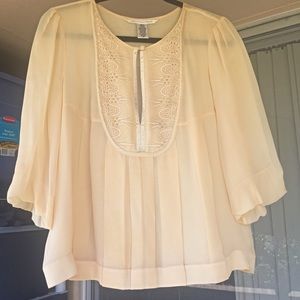 Diane von Furstenberg "Nuala" Ivory Silk Top Sz 10