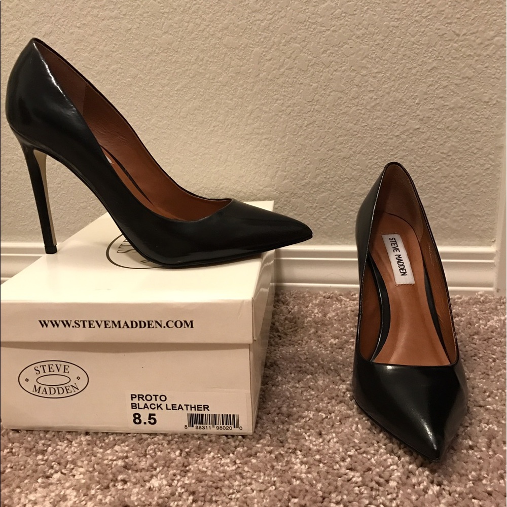 Black Steve Madden Leather Heels
