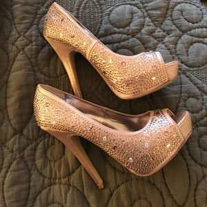 Rose gold rhinestone Steve Madden platform heels