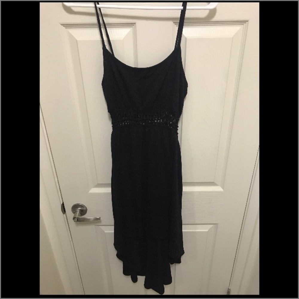Black High Low Crochet Cutout Dress