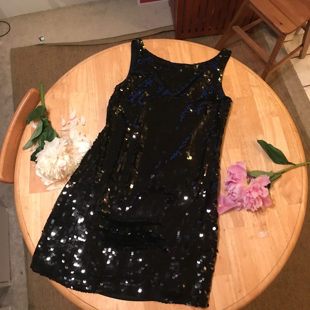 Little Black Dress Sequins Cocktail V Back