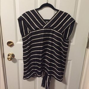 Dries Van Noten Striped Silk Open Back Blouse sz38