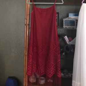 Red spaghetti fringe dress