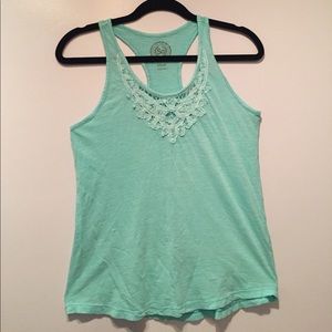 SO Light Turquoise Tank Top w/ Lace Neckline NWOT