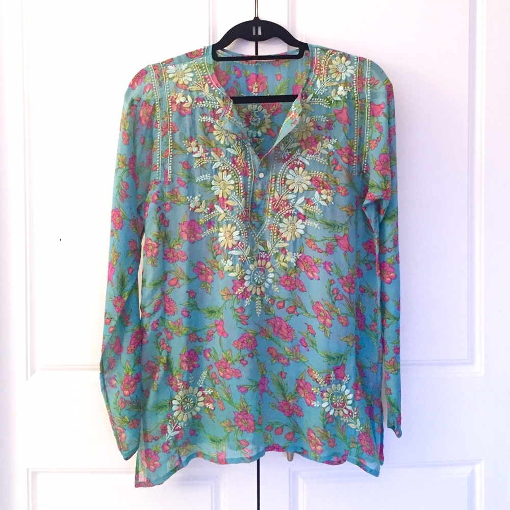 CALYPSO Floral & Embroidered Cover-Up / Tunic